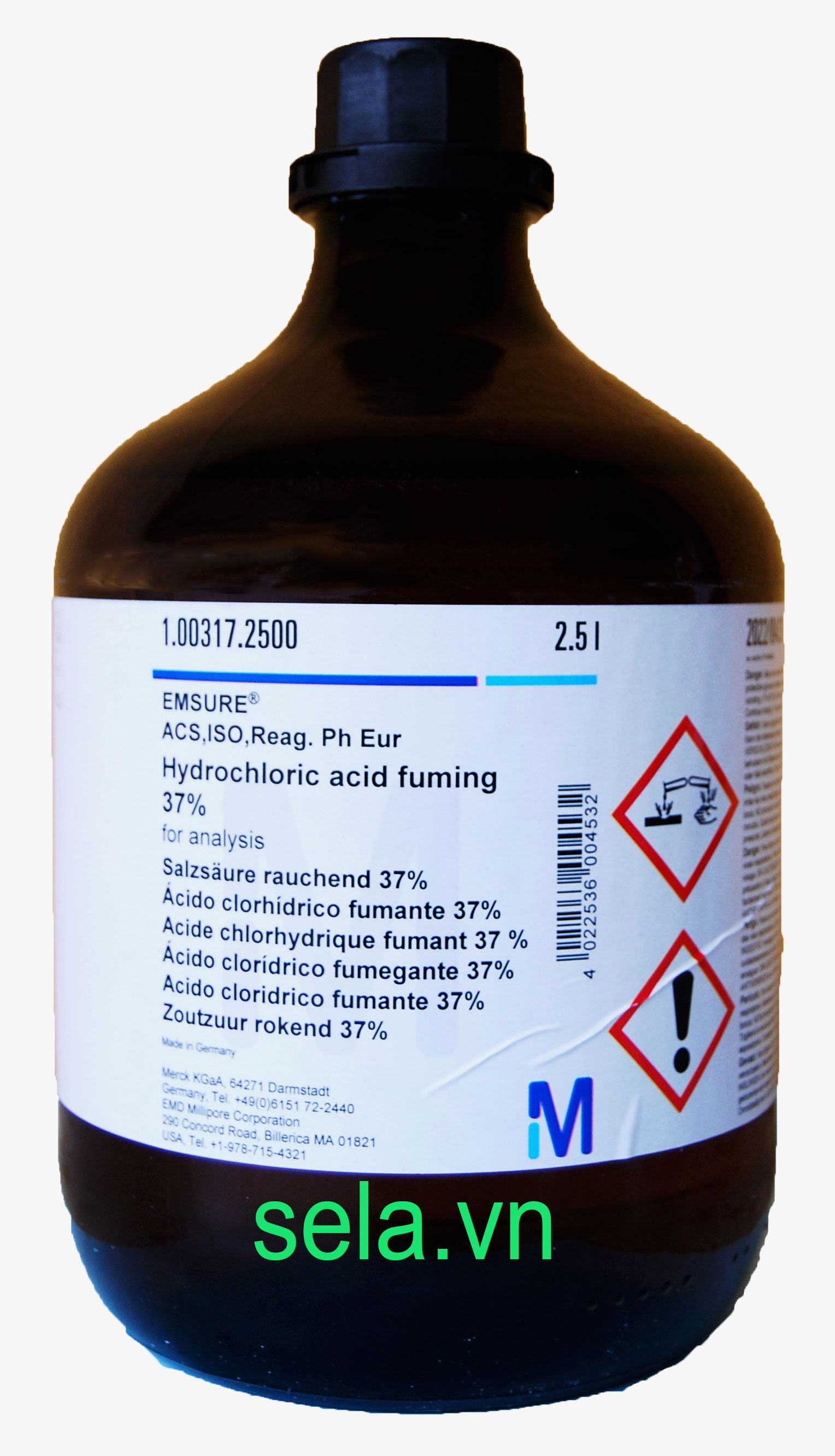 Hydrochloric acid fuming 37% for analysis EMSURE® ACS,ISO,Reag. Ph Eur