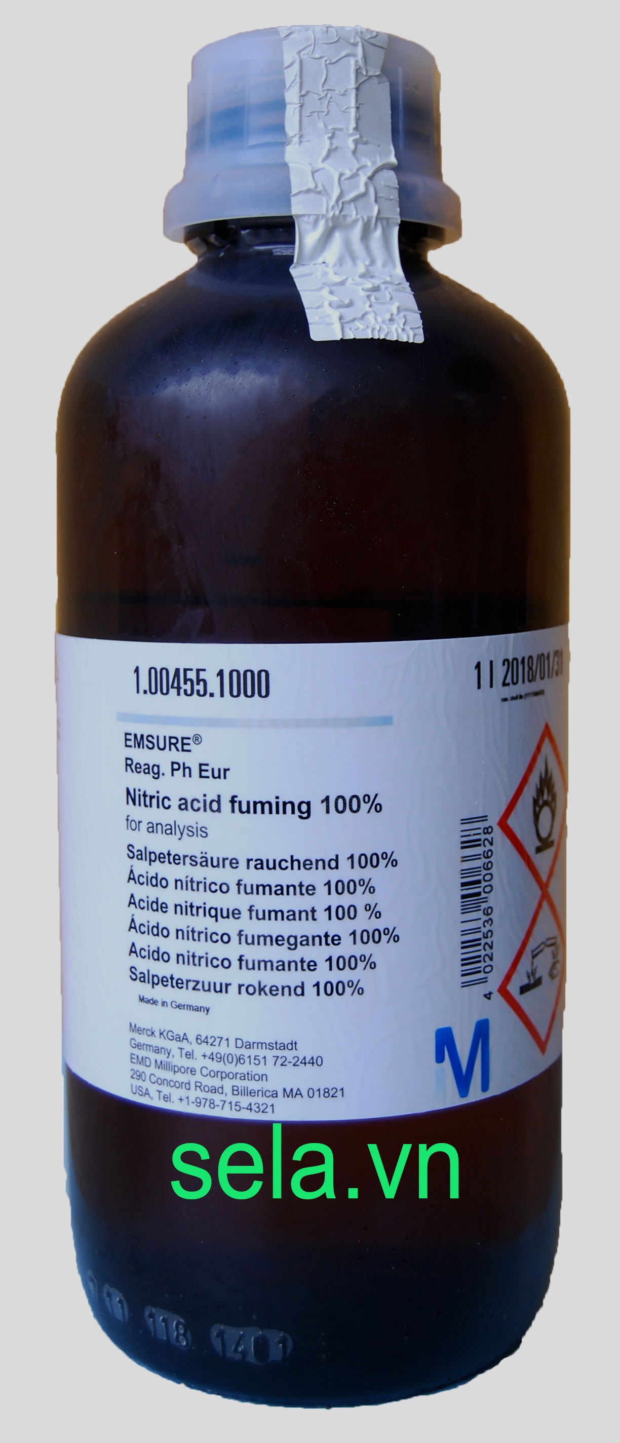 Nitric acid fuming 100% for analysis EMSURE® Reag. Ph Eur 