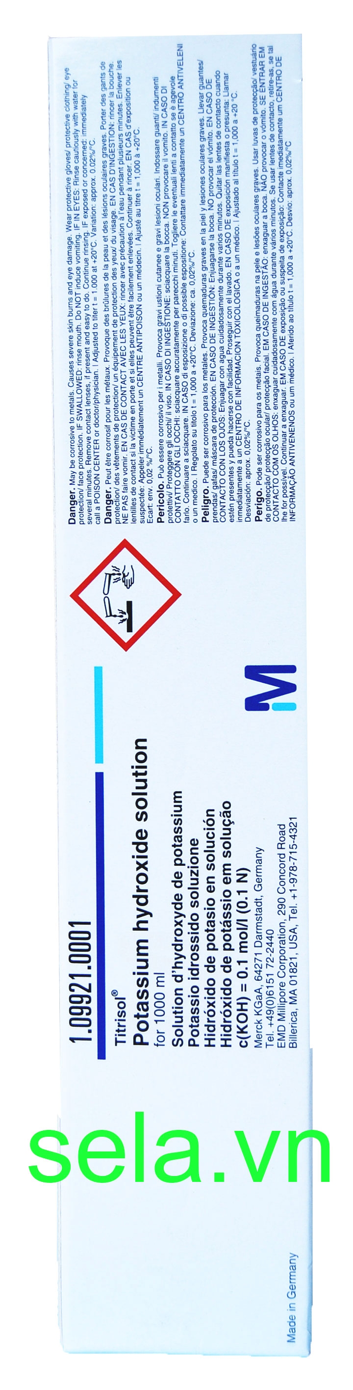 Potassium hydroxide solution for 1000 ml, c(KOH) = 0.1 mol/l (0.1 N) Titrisol®