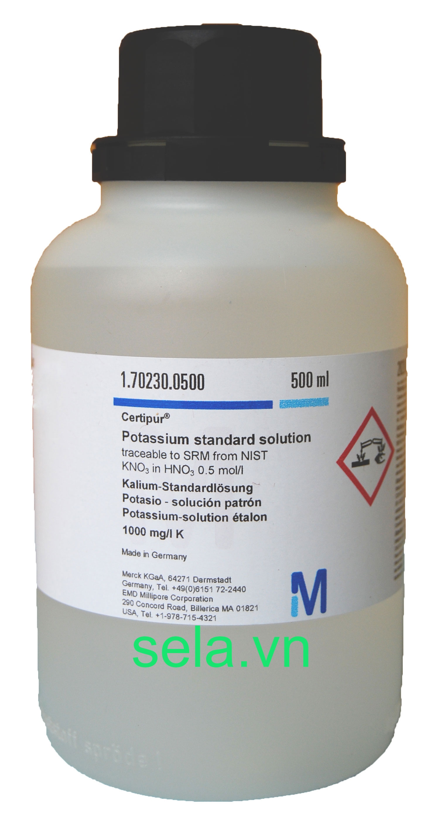 Potassium standard solution traceable to SRM from NIST KNO₃ in HNO₃ 0.5 mol/l 1000 mg/l K CertiPUR®