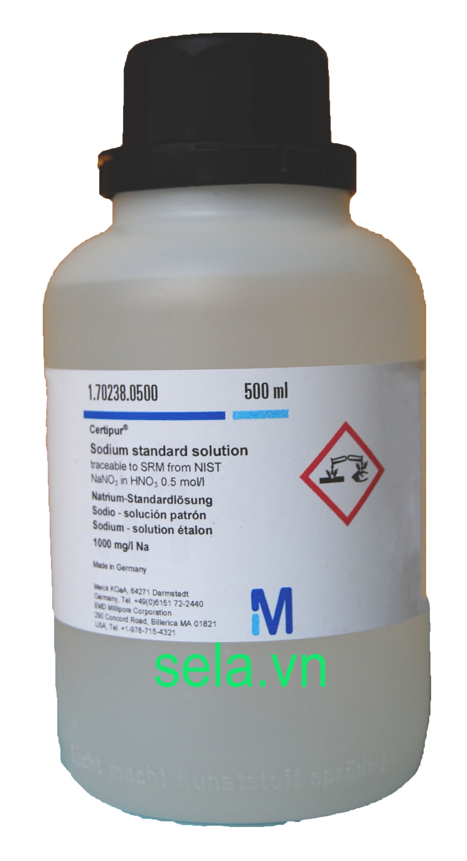 Sodium standard solution traceable to SRM from NIST NaNO₃ in HNO₃ 0.5 mol/l 1000 mg/l Na CertiPUR®