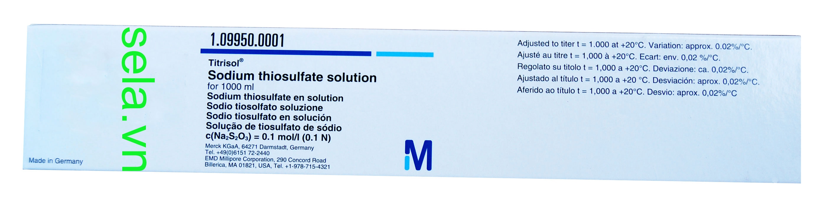 Sodium thiosulfate solution for 1000 ml, c(Na₂S₂O₃) = 0.1 mol/l (0.1 N) Titrisol®