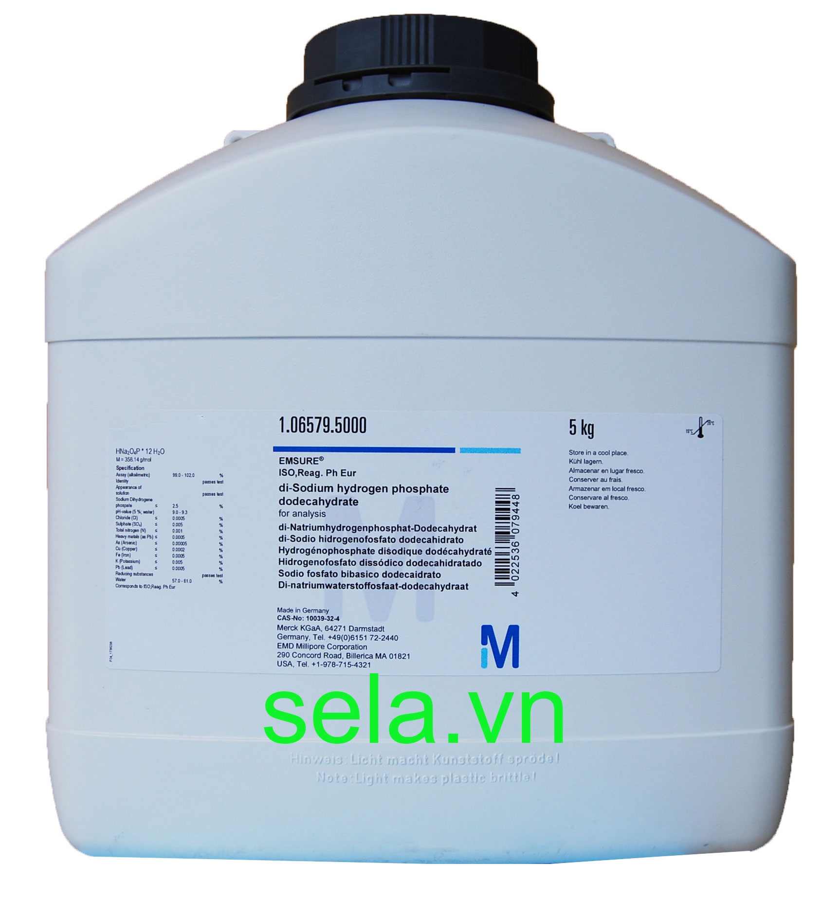 di-Sodium hydrogen phosphate dodecahydrate for analysis EMSURE® ISO,Reag. Ph Eur